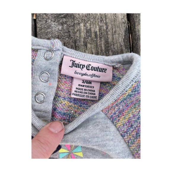 Juicy Couture Retro Knit T-Shirt Ruffle Hem Rainbow Sz 3/6 Months - Picture 3 of 4